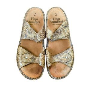 FINN COMFORT Jamaika Orthopaedic Snakeprint Embossed Leather Sandals 40